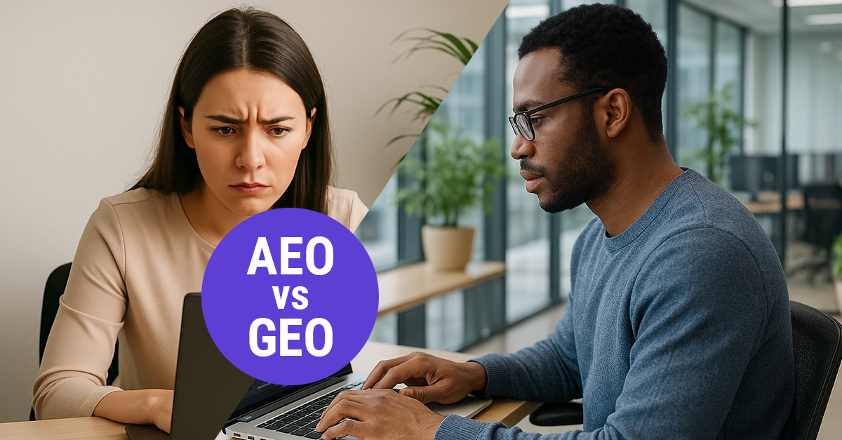 Illustration comparing Answer Engine Optimization and Generative Engine Optimization