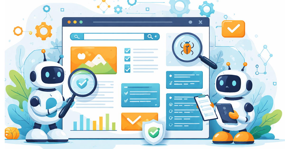 Quality assurance specialists reviewing AI SEO diagnostics on multiple monitors.