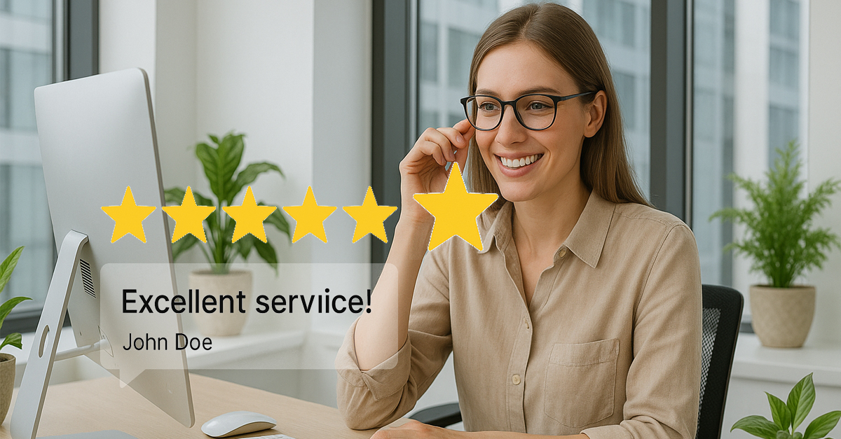 Digital marketer reviewing testimonials, award badges, and author bios to improve AI SEO credibility signals