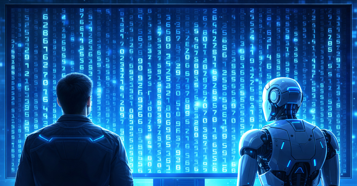 Split illustration contrasting human readable content with AI ready semantic structure.