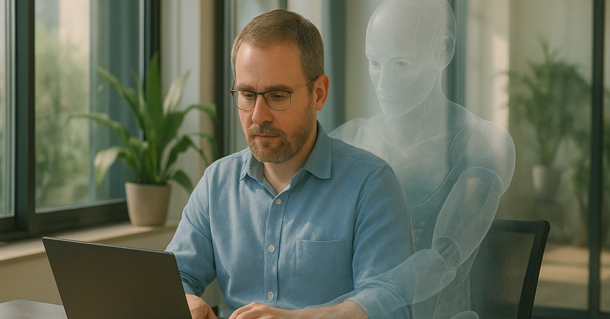 Robot hands assembling structured content blocks for AI visibility