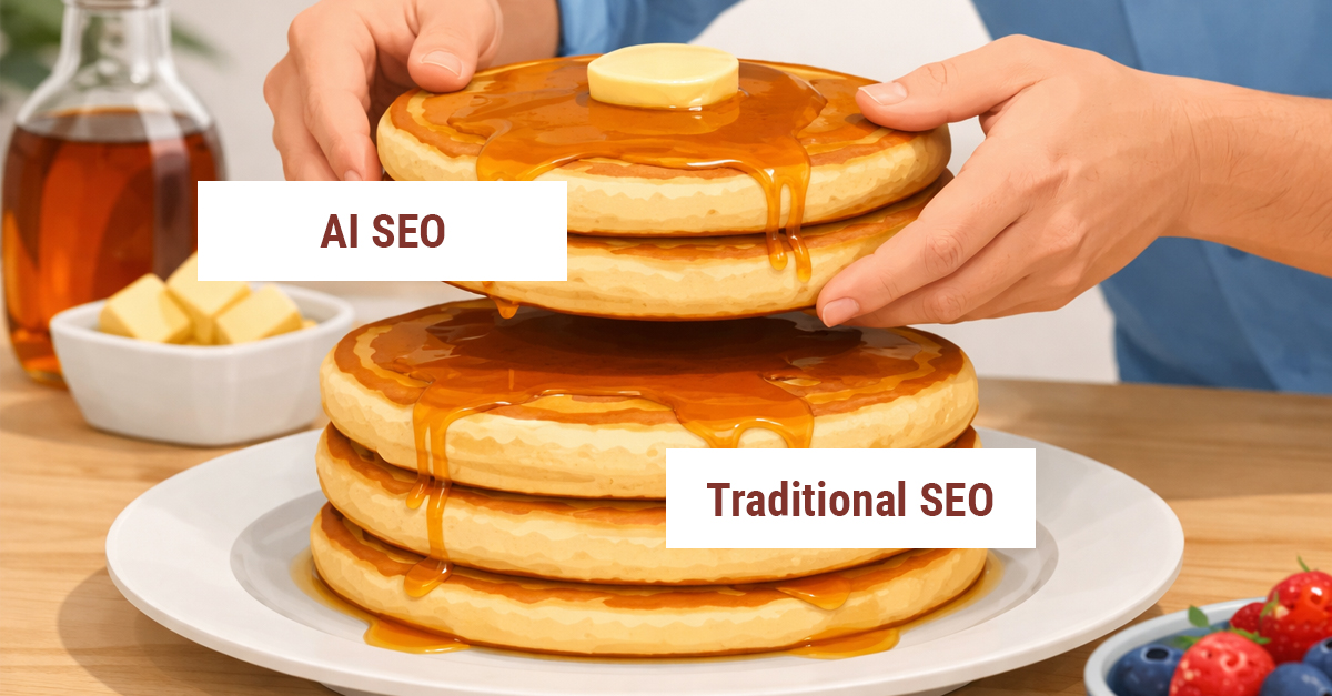 Diagram comparing a traditional SEO audit roadmap with an AI SEO checker workflow.